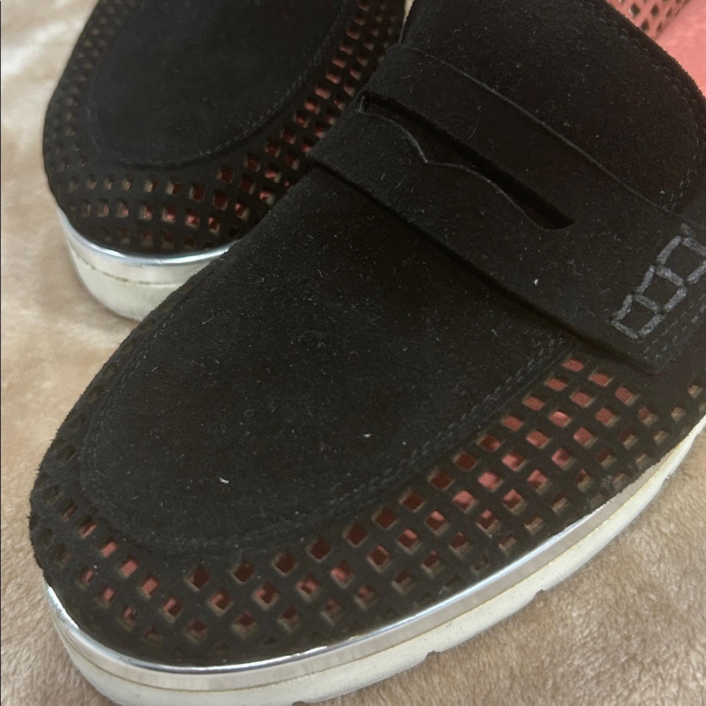 Black Suede womens Loafers EU 38.5 US 8.5 Italy comfy designer slip on luxury - Picture 16 of 16